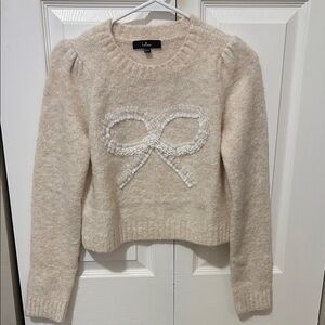 Lulu's Cream Sweater with Bow Detail